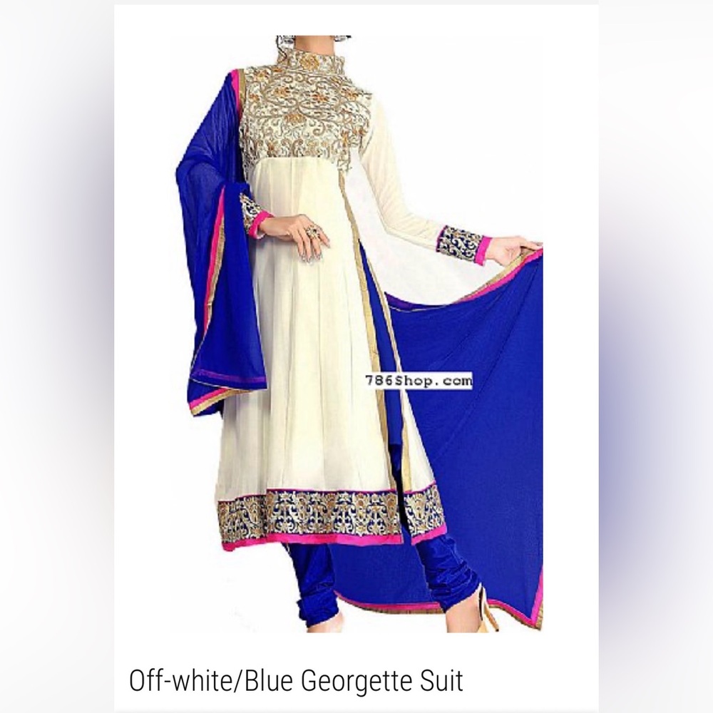 Elegant White and Gold Embroidered Indian Suit
